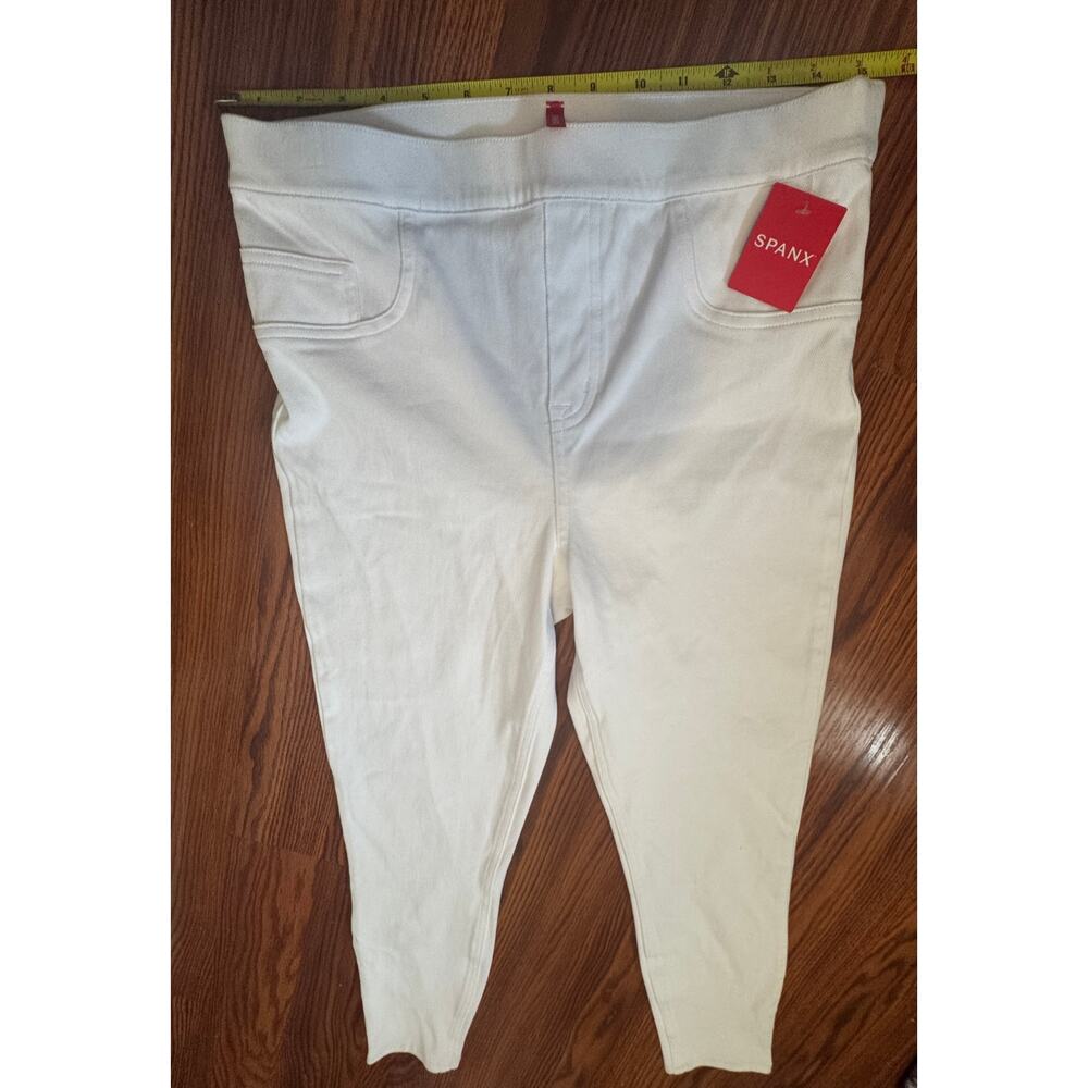 SPANX Jean-ish Ankle Leggings White Size Large NWT Pull On Skinny Pants $98